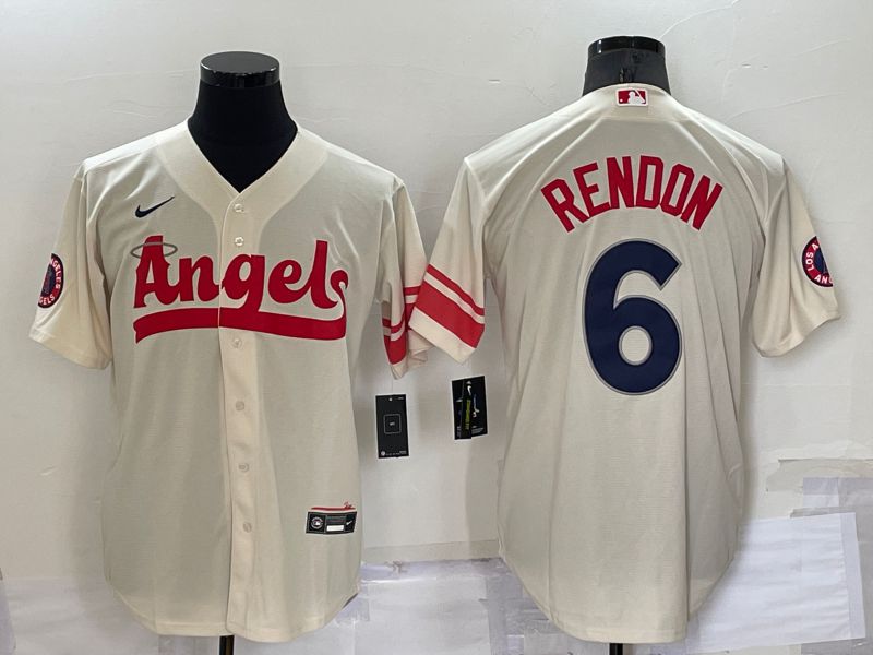 Men Los Angeles Angels #6 Rendon Cream City Edition Game Nike 2022 MLB Jersey